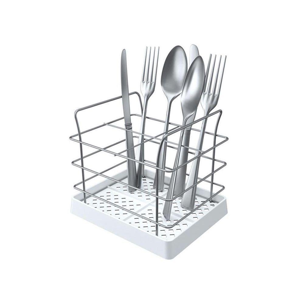 Porta Talheres Em Aço Com Fundo Em Plástico - Stolf Branco - 1