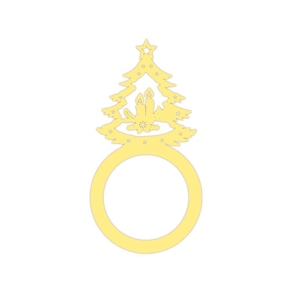 Porta Guardanapo árvore De Natal Kit Com 4 Peças 4,5cmx8,5cm - Cria Arte Laser Amarelo - 1