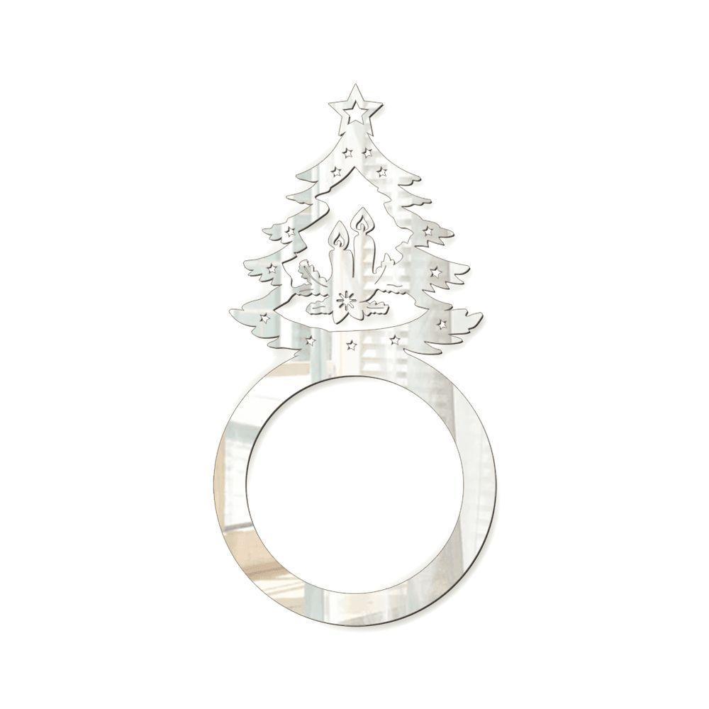 Porta Guardanapo árvore De Natal Espelhada Kit Com 4 Peças 4,5cmx8,5cm - Cria Arte Laser Prata - 1