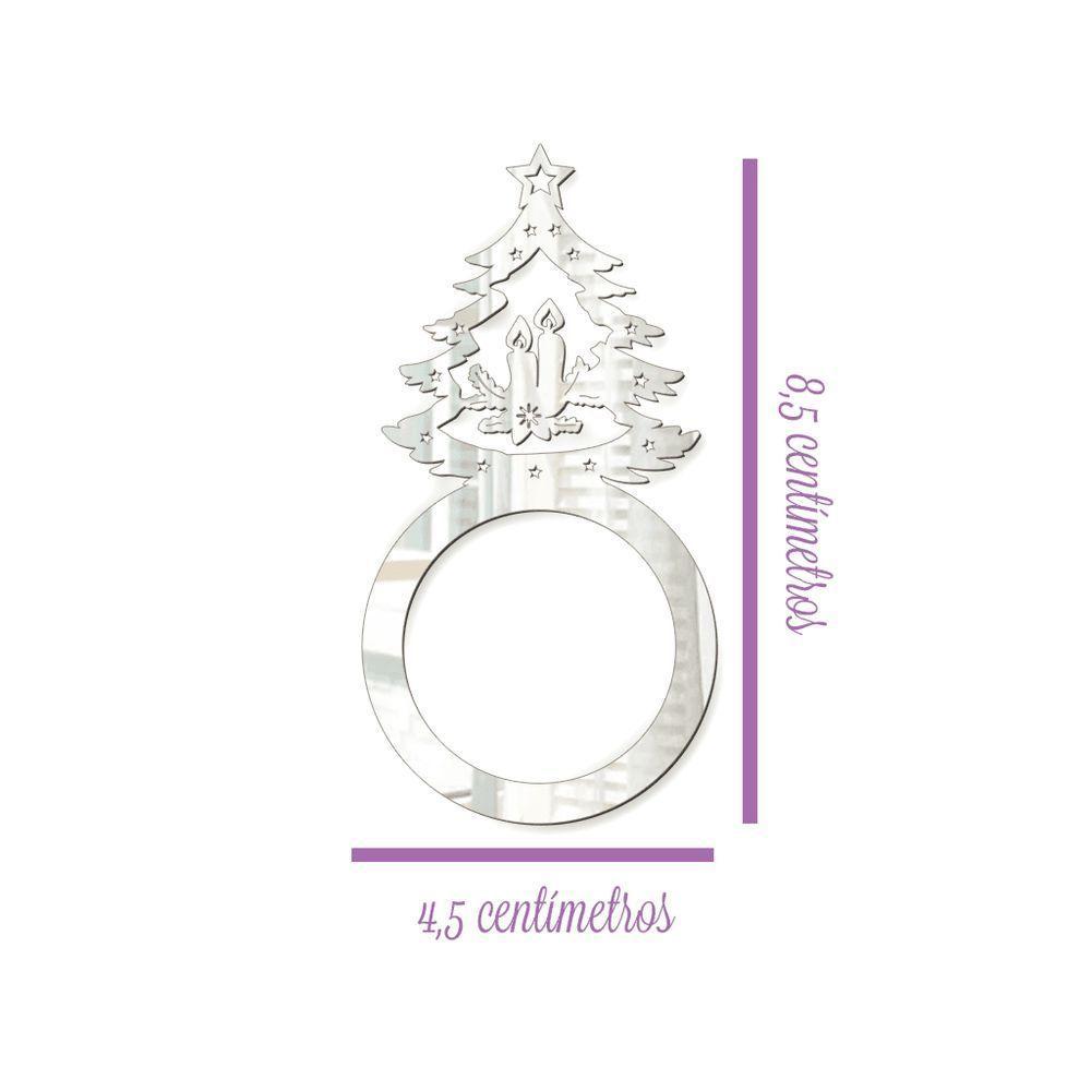 Porta Guardanapo árvore De Natal Espelhada Kit Com 4 Peças 4,5cmx8,5cm - Cria Arte Laser Prata - 2