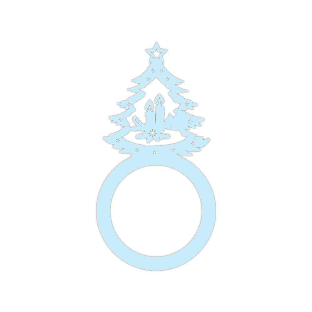 Porta Guardanapo árvore De Natal Kit Com 4 Peças 4,5cmx8,5cm - Cria Arte Laser Azul Claro - 1