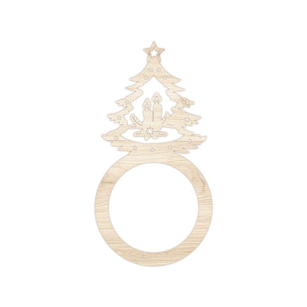 Porta Guardanapo árvore De Natal Kit Com 4 Peças 4,5cmx8,5cm - Cria Arte Laser Madeira Clara - 1