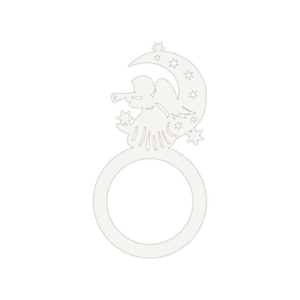 Porta Guardanapo Anjo De Natal Kit Com 4 Peças 4,5cmx8,5cm - Cria Arte Laser Branco - 1