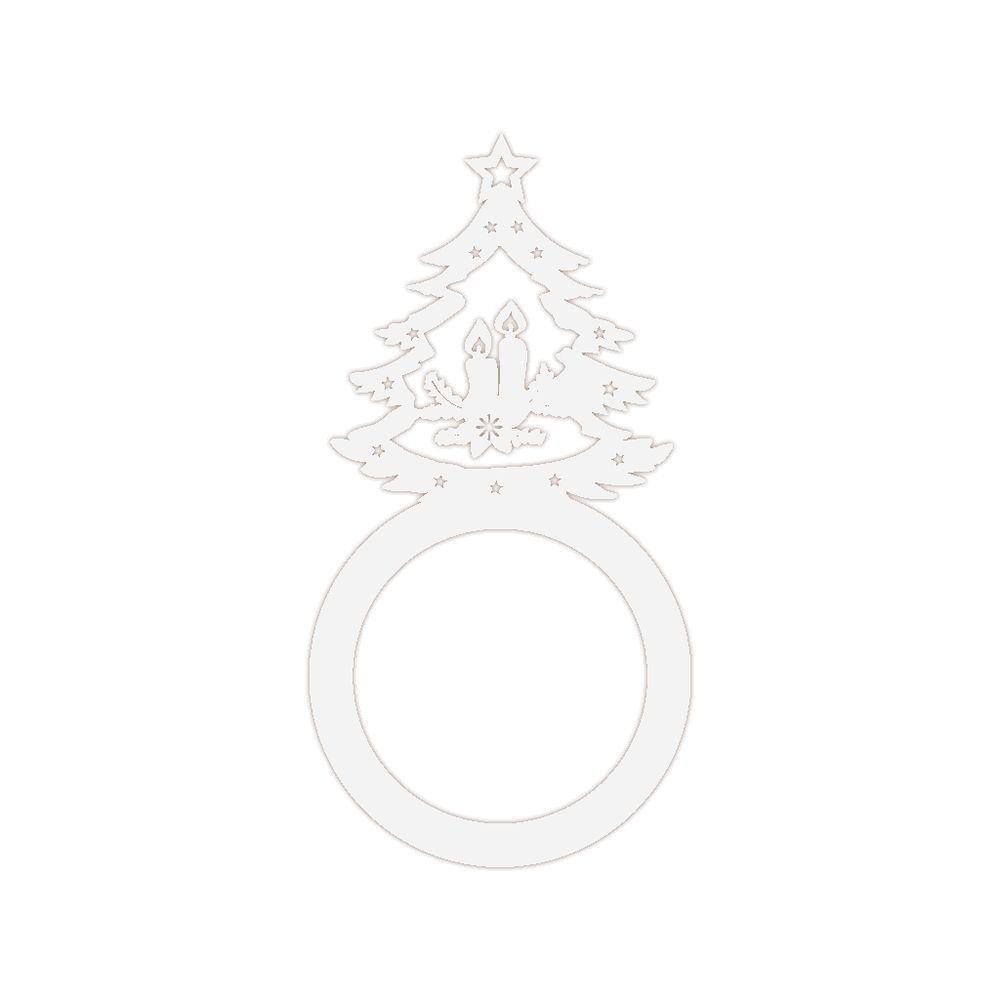 Porta Guardanapo árvore De Natal Kit Com 4 Peças 4,5cmx8,5cm - Cria Arte Laser Branco - 1