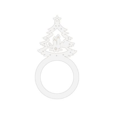Porta Guardanapo árvore De Natal Kit Com 4 Peças 4,5cmx8,5cm - Cria Arte Laser Branco
