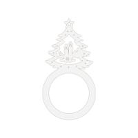 Porta Guardanapo árvore De Natal Kit Com 4 Peças 4,5cmx8,5cm - Cria Arte Laser Branco - 1
