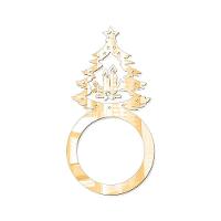 Porta Guardanapo árvore De Natal Kit Com 4 Peças 4,5cmx8,5cm - Cria Arte Laser Dourado - 1