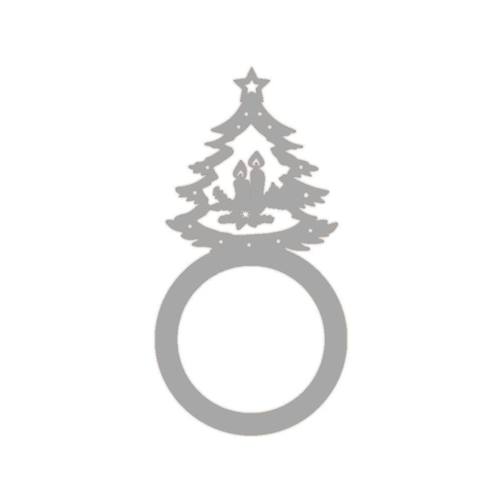 Porta Guardanapo árvore De Natal Kit Com 4 Peças 4,5cmx8,5cm - Cria Arte Laser Cinza Claro - 1