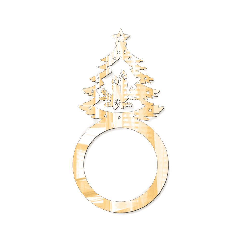 Porta Guardanapo árvore De Natal Espelhada Kit Com 4 Peças 4,5cmx8,5cm - Cria Arte Laser Dourado - 1