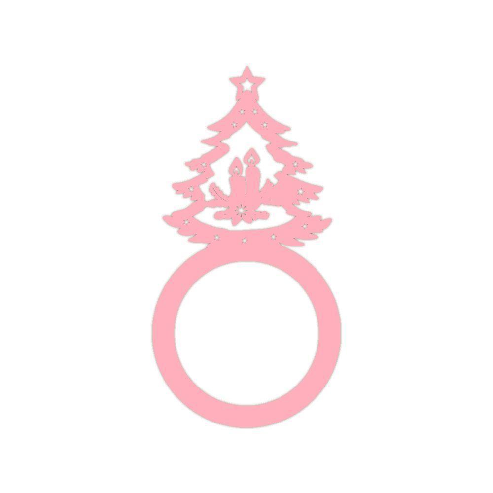 Porta Guardanapo árvore De Natal Kit Com 4 Peças 4,5cmx8,5cm - Cria Arte Laser Rosa Claro - 1