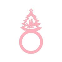 Porta Guardanapo árvore De Natal Kit Com 4 Peças 4,5cmx8,5cm - Cria Arte Laser Rosa Claro - 1