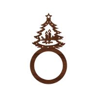 Porta Guardanapo árvore De Natal Kit Com 4 Peças 4,5cmx8,5cm - Cria Arte Laser Madeira Escuro - 1