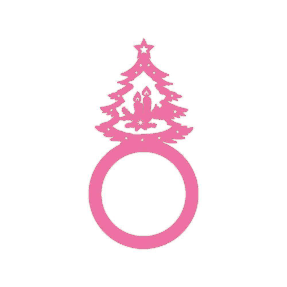 Porta Guardanapo árvore De Natal Kit Com 4 Peças 4,5cmx8,5cm - Cria Arte Laser Rosa - 1