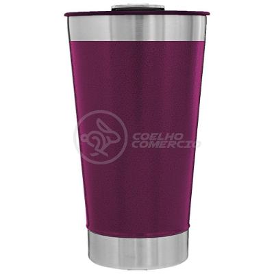 Copo Térmico C/ Tampa E Abridor 473Ml Inox - Roxo