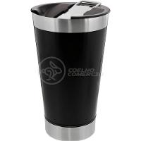 Copo Térmico C/ Tampa E Abridor 473Ml Inox - Preto - 6