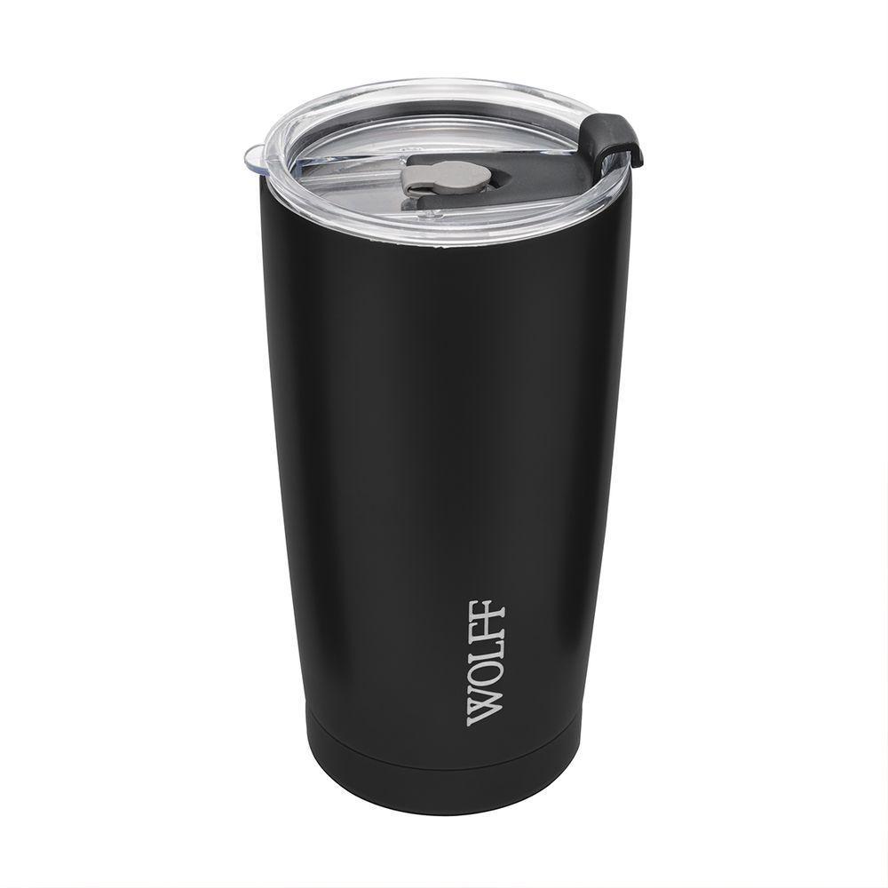 Copo Térmico Wolff Aço Inox Parede Dupla Com Tampa Preto 600ml - 1