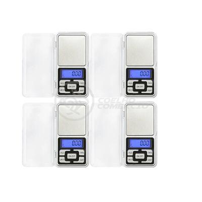 Kit 4 Mini Balanças Digitais Alta Precisão 500g prata