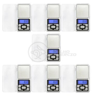 Kit 7 Mini Balanças Digitais Alta Precisão 500g prata