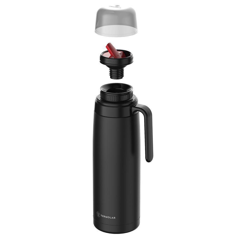 Garrafa Térmica 100% Inox R-evolution Preto Hub 1l Com Nova Rolha Clickmate Termolar única único - 5