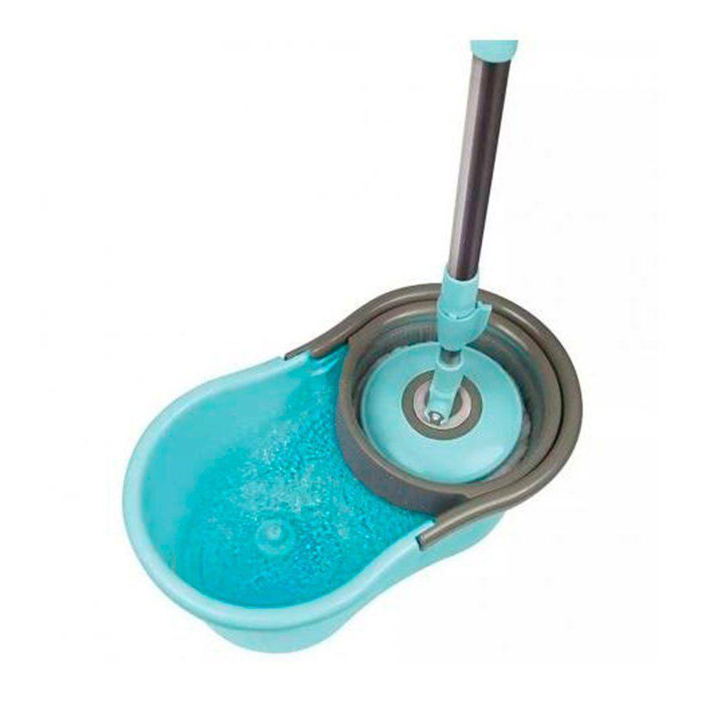 Kit Limpeza Mor Esfregão Mop + Balde 8298 Azul Com Cinza - 4