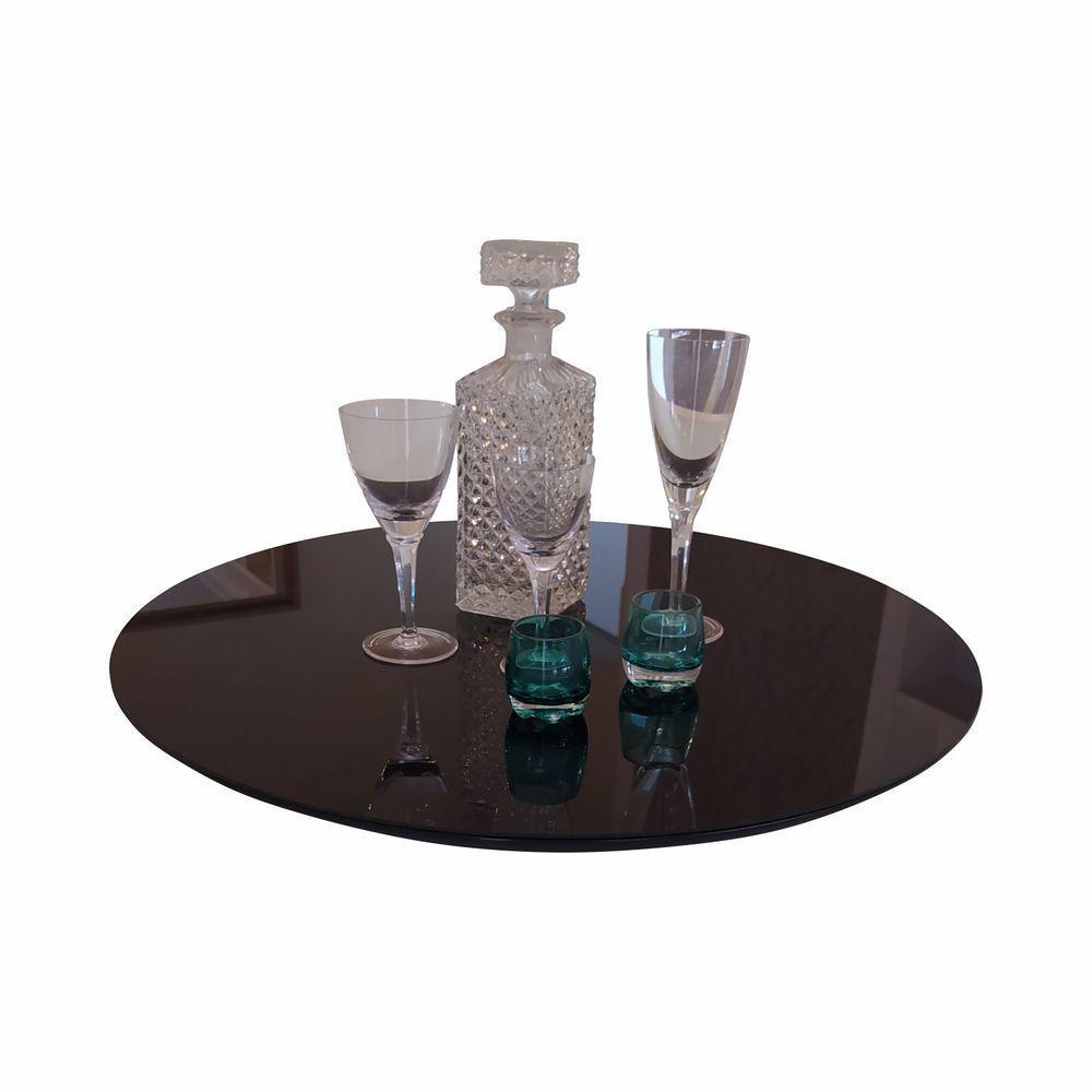 Prato Giratório Off Com Vidro Cor Preto - 1