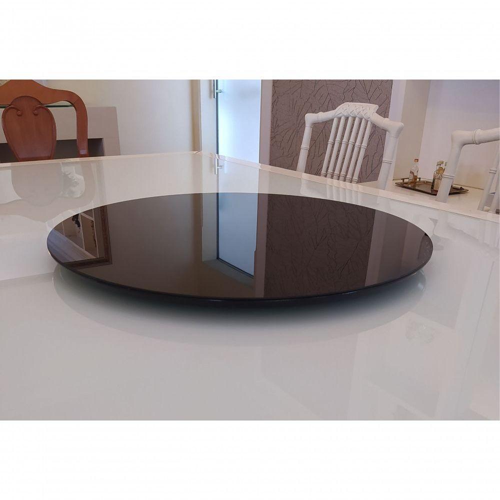 Prato Giratório Off Com Vidro Cor Preto - 2