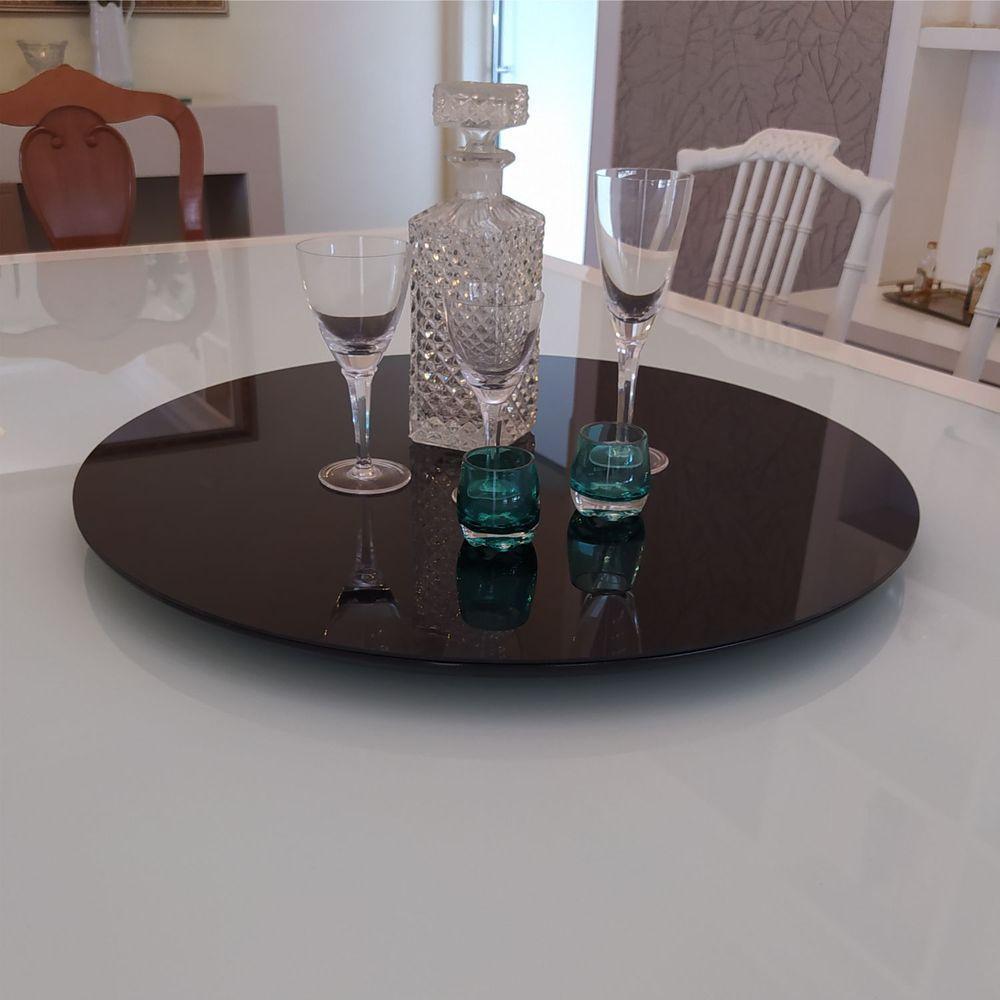 Prato Giratório Off Com Vidro Cor Preto - 3