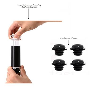 Kit Bomba A Vácuo Manual Para Vinhos Com 4 Rolhas Adega Bar