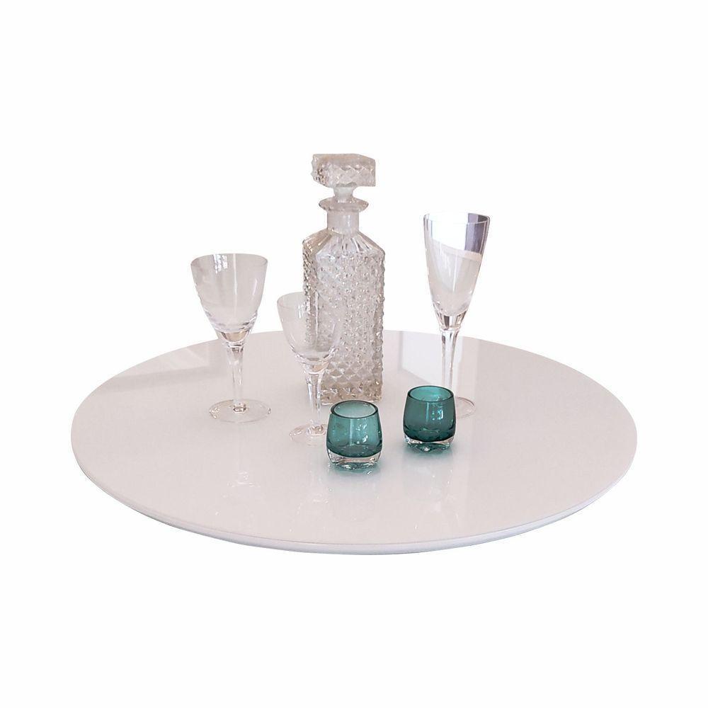 Prato Giratório Off Com Vidro Cor Branco - 1