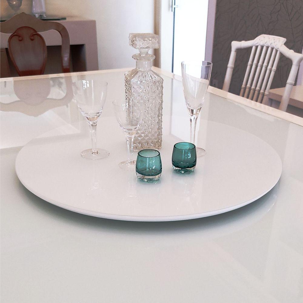 Prato Giratório Off Com Vidro Cor Branco - 2