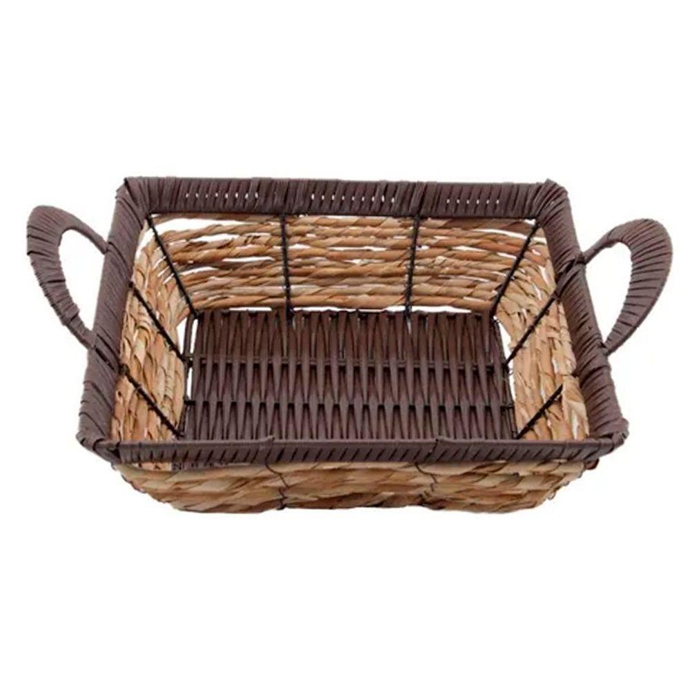 Cesto Multiuso Porta Frutas Palha Fruteira Com Alça 32cm - 1