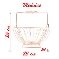 Cesto Multiuso Porta Frutas Aço Inox Rosé Quadrado Fruteira Com Alça 23cm - 3