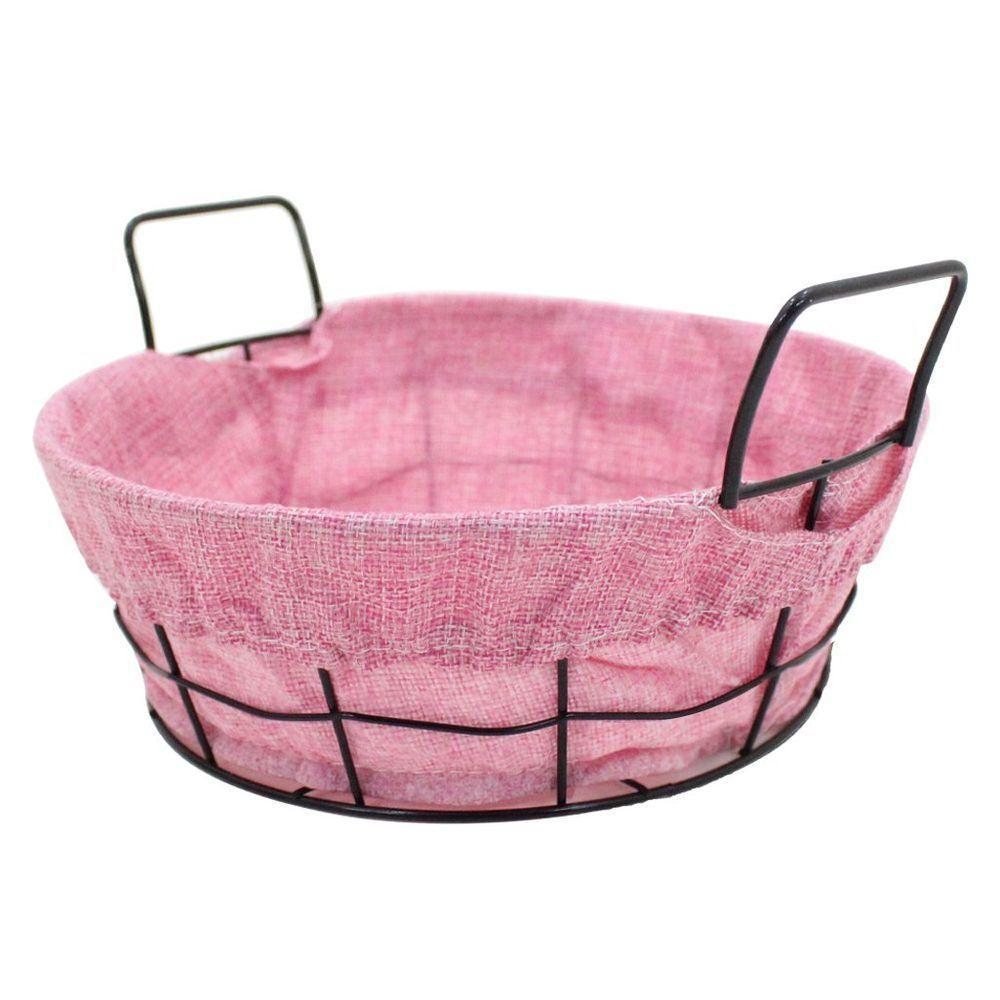 Cesto Multiuso Porta Frutas Aço Inox Rosa Fruteira 25cm - 1