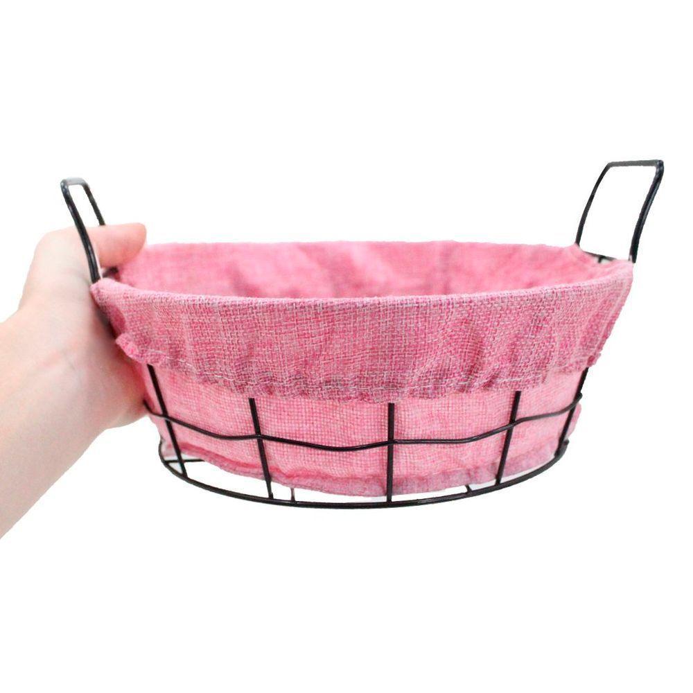 Cesto Multiuso Porta Frutas Aço Inox Rosa Fruteira 25cm - 2