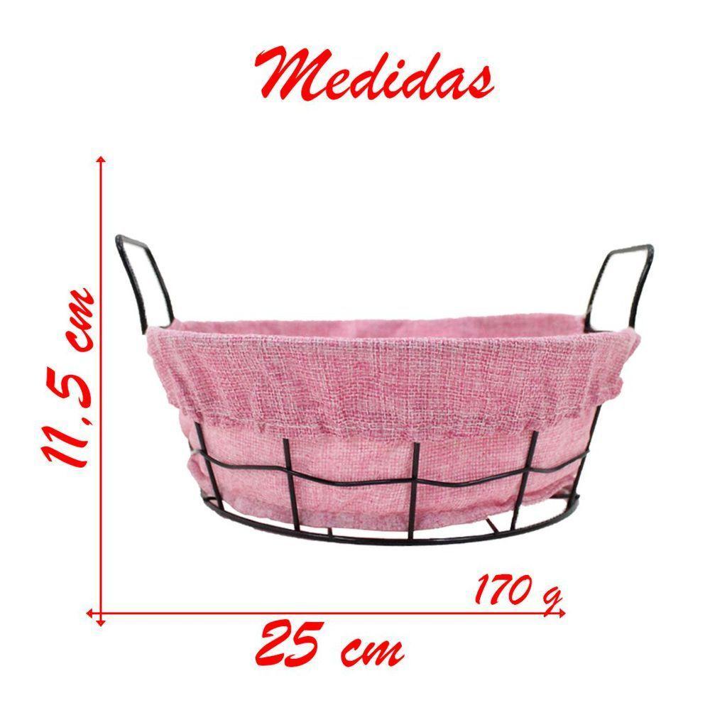 Cesto Multiuso Porta Frutas Aço Inox Rosa Fruteira 25cm - 3