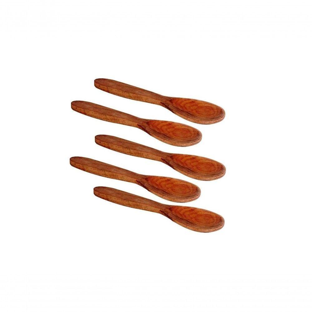 Kit 10 Peças Colher De Pau Madeira Modelo Reforçada 28 Cm - 1