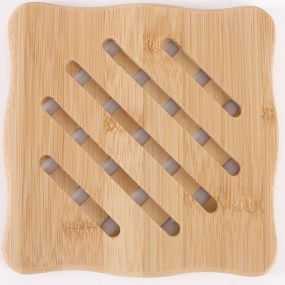 Descanso De Panela Quadrado Em Bambu 15X15Cm - 1