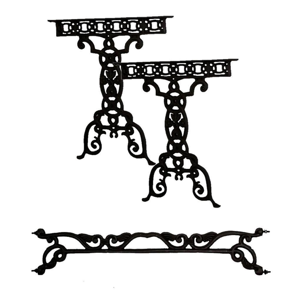 Kit Par Pé De Mesa E Trava Vila Rica Em Ferro Fundido N03. - 1