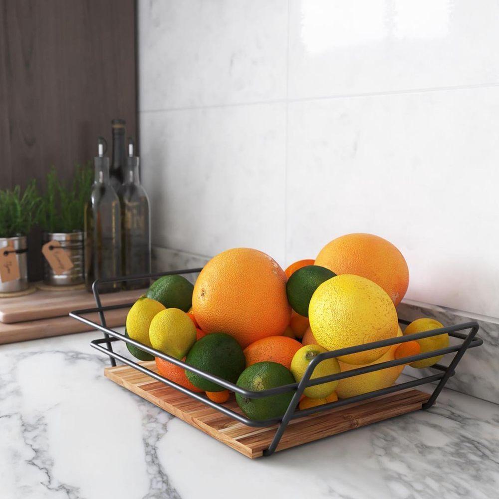 Fruteira Retangular Com Madeira - Stolf - 1