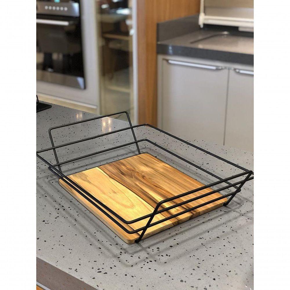 Fruteira Retangular Com Madeira - Stolf - 2