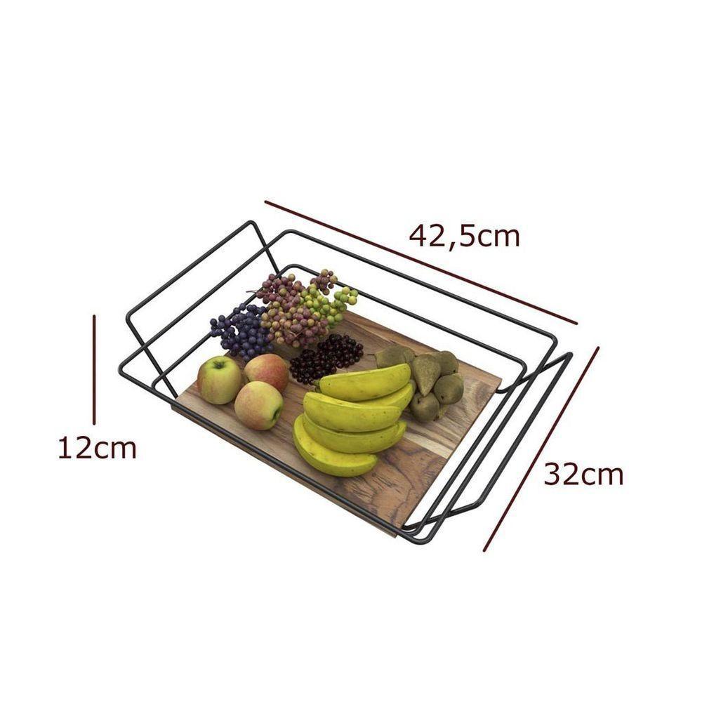 Fruteira Retangular Com Madeira - Stolf - 4