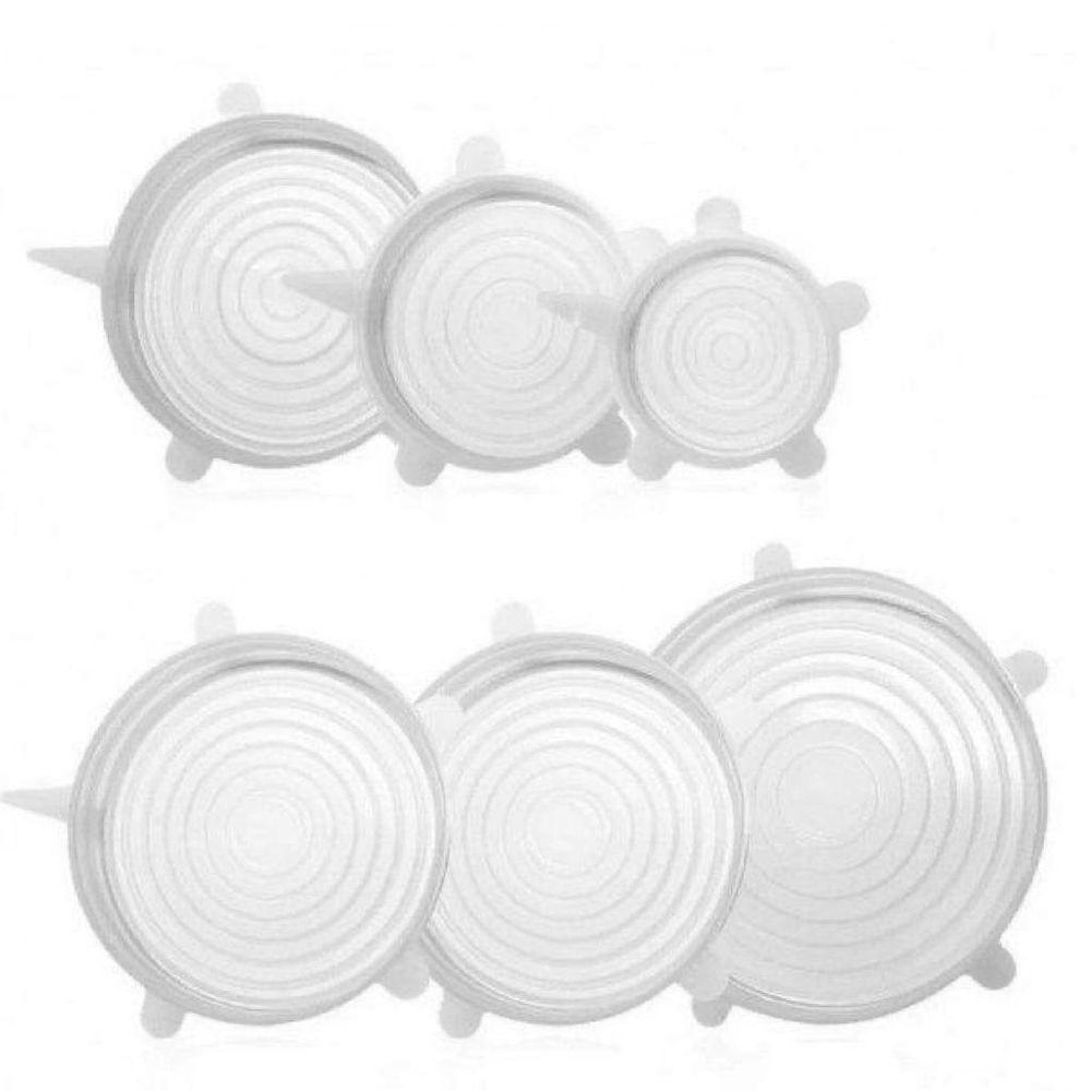 Kit 6 Tampas De Silicone Reutilizável Universal Elástica Multiuso Transparente - 2