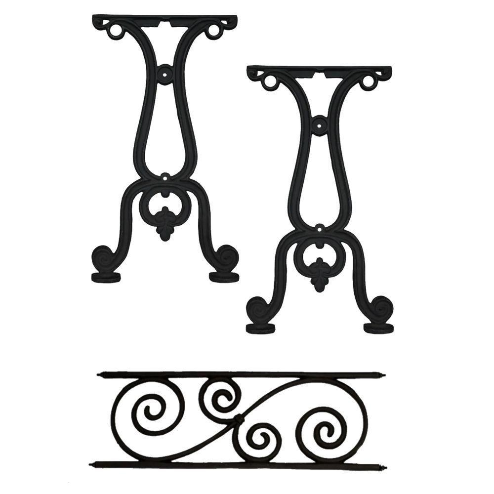Kit Par Pé De Mesa E Trava Paris Em Ferro Fundido Jardim. - 1