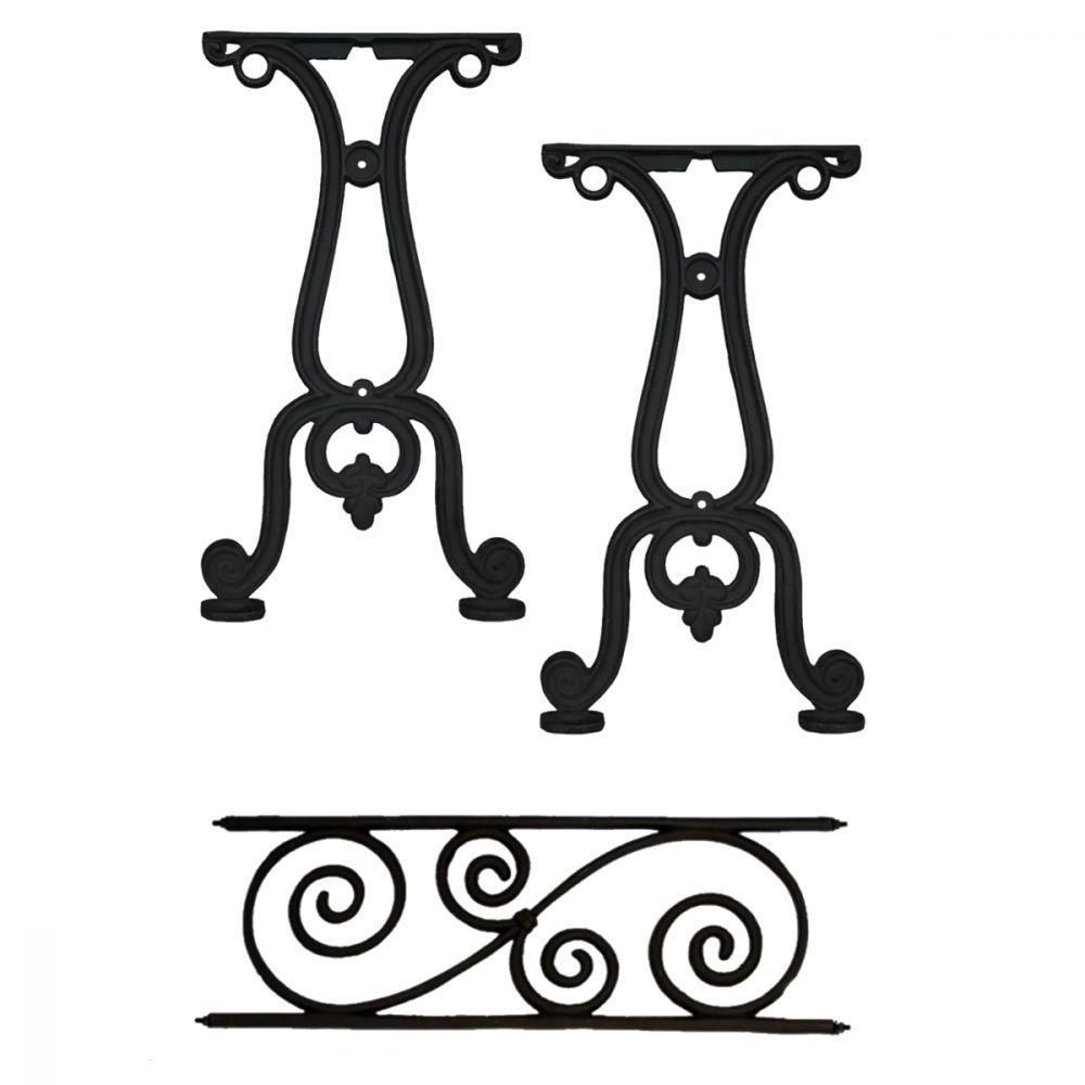 Kit Par Pé De Mesa E Trava Paris Em Ferro Fundido Jardim. - 2