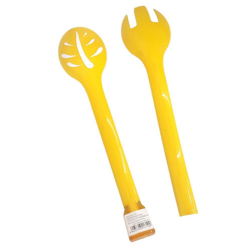 Pegador Para Salada Plastico Garfo Colher Amarelo (Sili-10) - 2