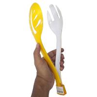 Pegador Para Salada Plastico Garfo Colher Amarelo (Sili-10) - 1