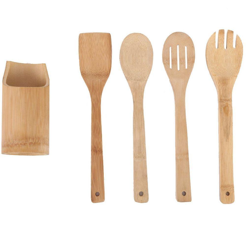 Kit 4 Utensílios De Cozinha Bambu Marrom - 2