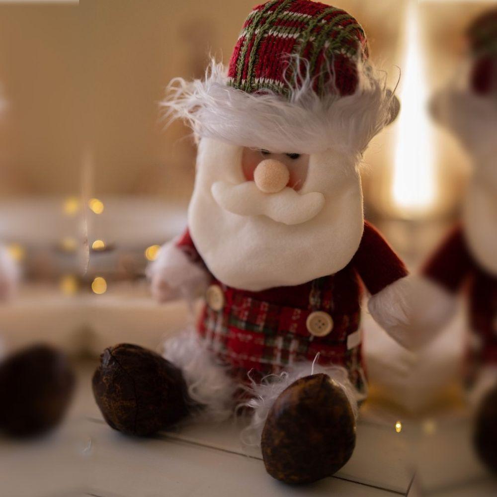 Boneco De Natal Decorativo Sentado Em Poliéster 29cm Papai Noel - 2