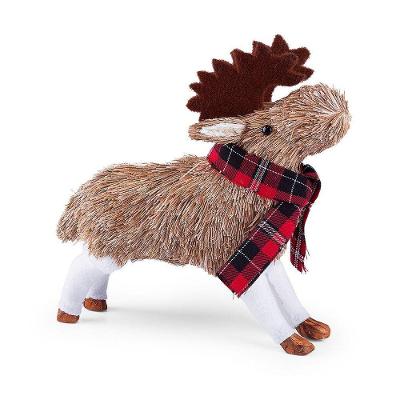 Boneco De Natal Decorativo Rústico Em Palha 26cm Rena