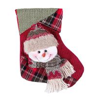 Bota De Natal Decorativa Suspensa Em Poliéster Xadrez 20x25cm Boneco De Neve - 1